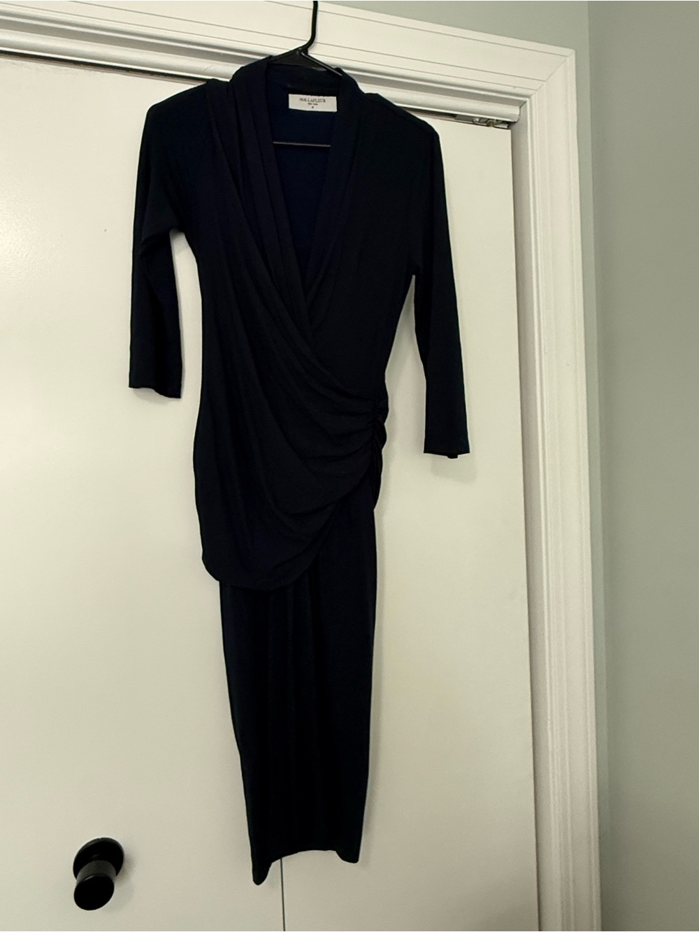 MM.LaFleur Black Draped Midi Dress